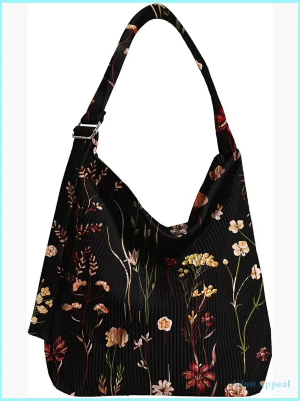 Corduroy Hobo Tote Bag with Zipper, Large Capacity Shoulder Bag for Work Travel